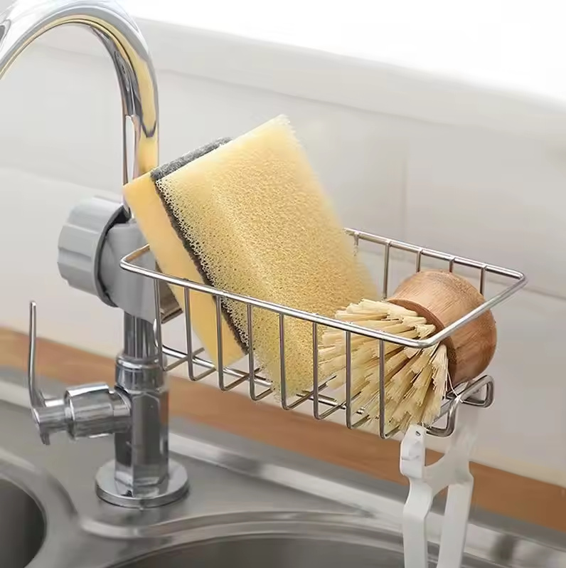 Kitchen Sink Faucet Shelf Sponge Holder Rack - zaynabmart.pk