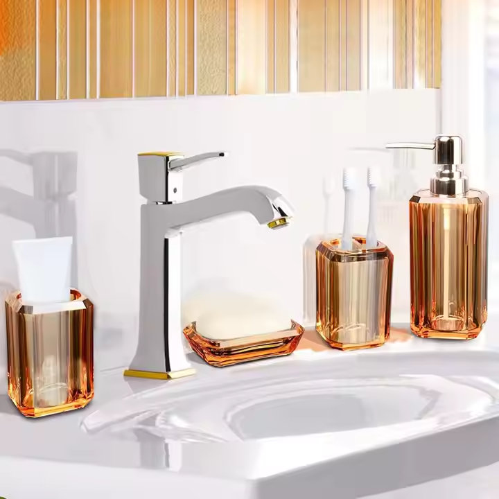 Acrylic Bathroom Accessories Set 04 Pcs - zaynabmart.pk
