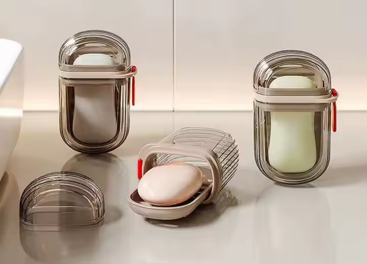 Travel Soap Dish Portable Storage Soap Box, Crystal Pocket Design Soap Tray - zaynabmart.pk